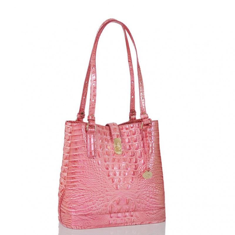 Pink Women's Brahmin Fiora Bucket Bags | 8094IWVKG