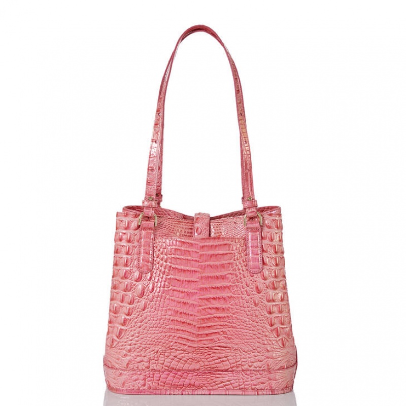 Pink Women's Brahmin Fiora Bucket Bags | 8094IWVKG