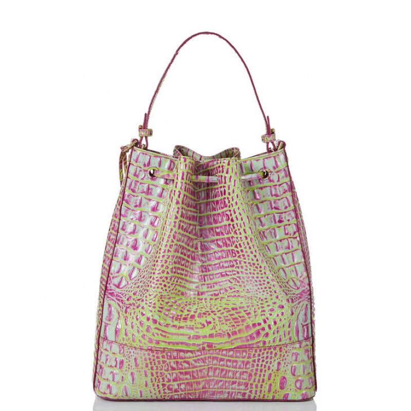 Pink Women's Brahmin Marlowe Bucket Bags | 4603NQLJT