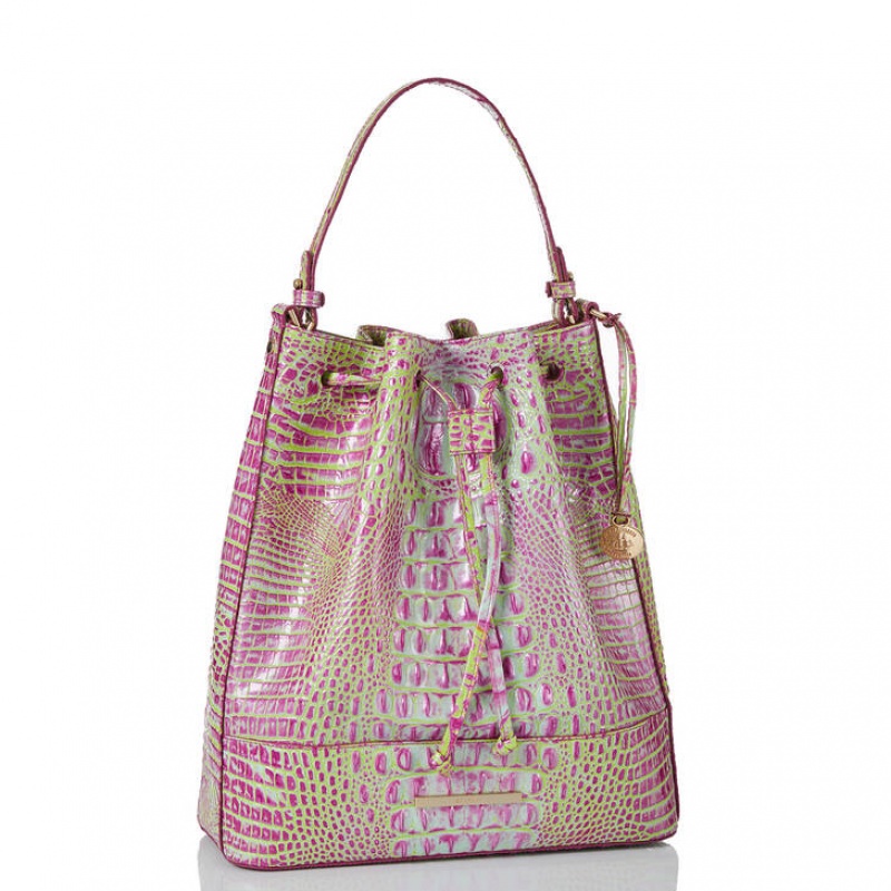 Pink Women\'s Brahmin Marlowe Bucket Bags | 4603NQLJT