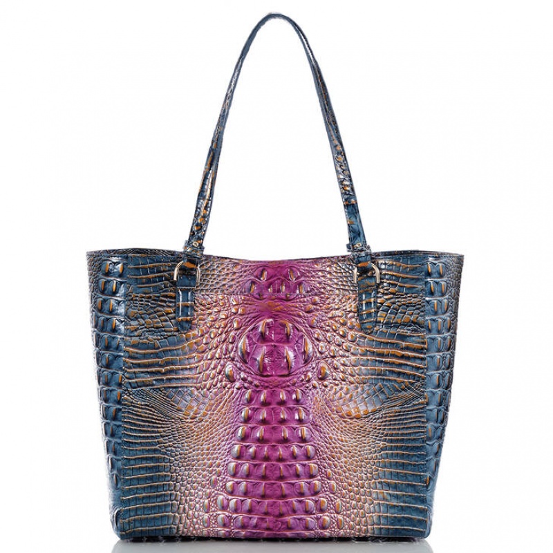 Purple Women's Brahmin April Tote Bags | 4973TVBLE