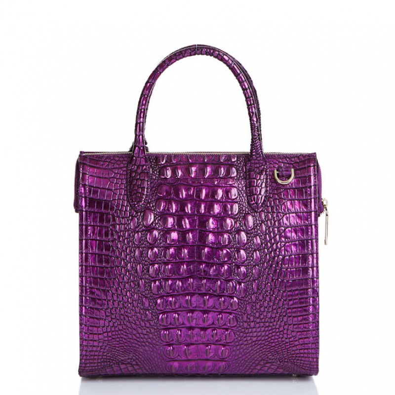 Purple Women's Brahmin Caroline Satchel Bags | 4093CPMJZ