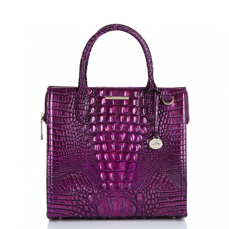 Purple Women\'s Brahmin Caroline Satchel Bags | 4093CPMJZ