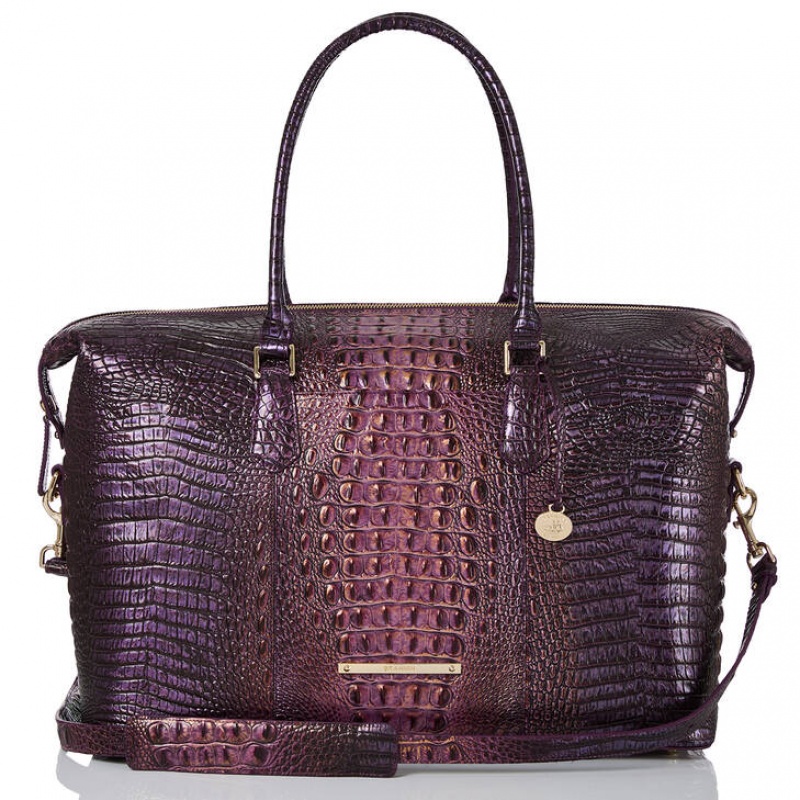 Purple Women's Brahmin Duxbury Weekender Travel Bags | 7183ONAKL