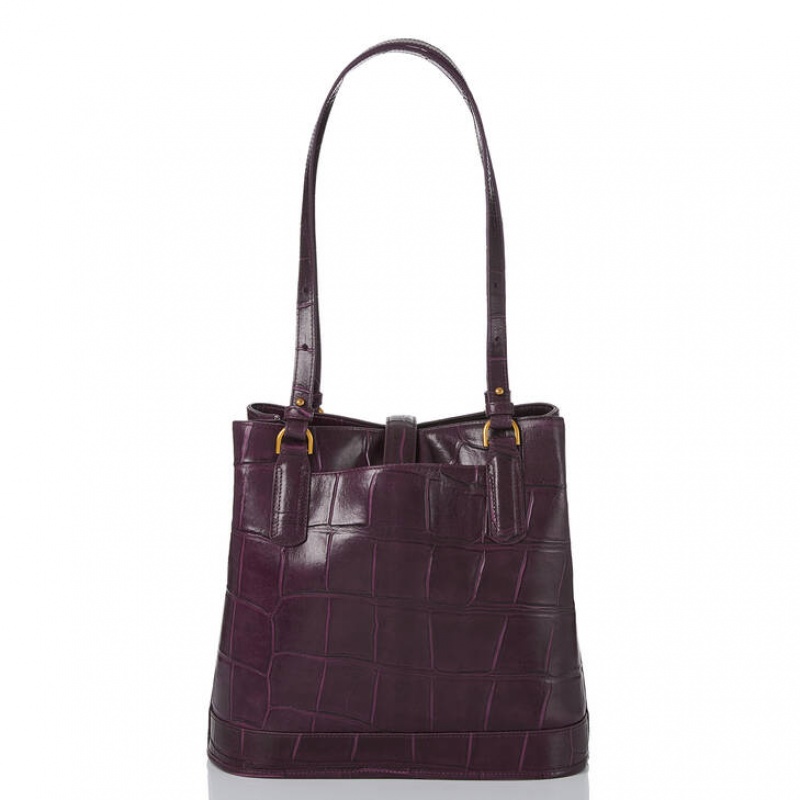 Purple Women's Brahmin Fiora Bucket Bags | 0398XFSLW