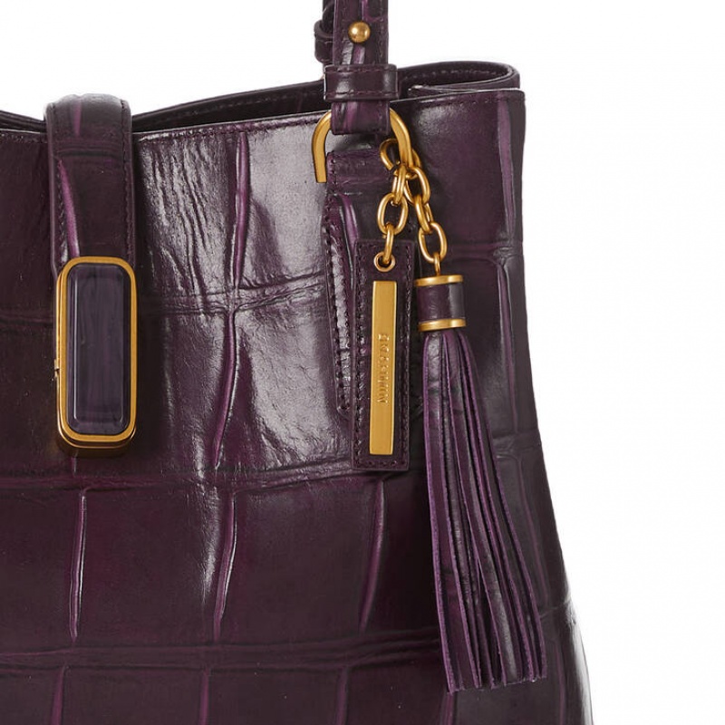 Purple Women's Brahmin Fiora Bucket Bags | 0398XFSLW