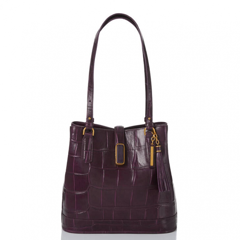 Purple Women\'s Brahmin Fiora Bucket Bags | 0398XFSLW