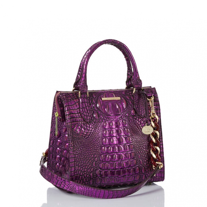 Purple Women\'s Brahmin Mod Small Caroline Satchel Bags | 6971NPYOM