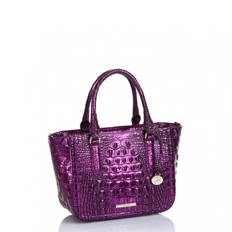 Purple Women's Brahmin Small Ashlee Satchel Bags | 0178WMFNI