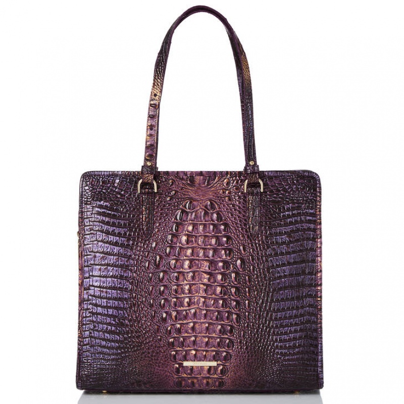 Purple Women\'s Brahmin Tia Tote Bags | 4201YFKRM