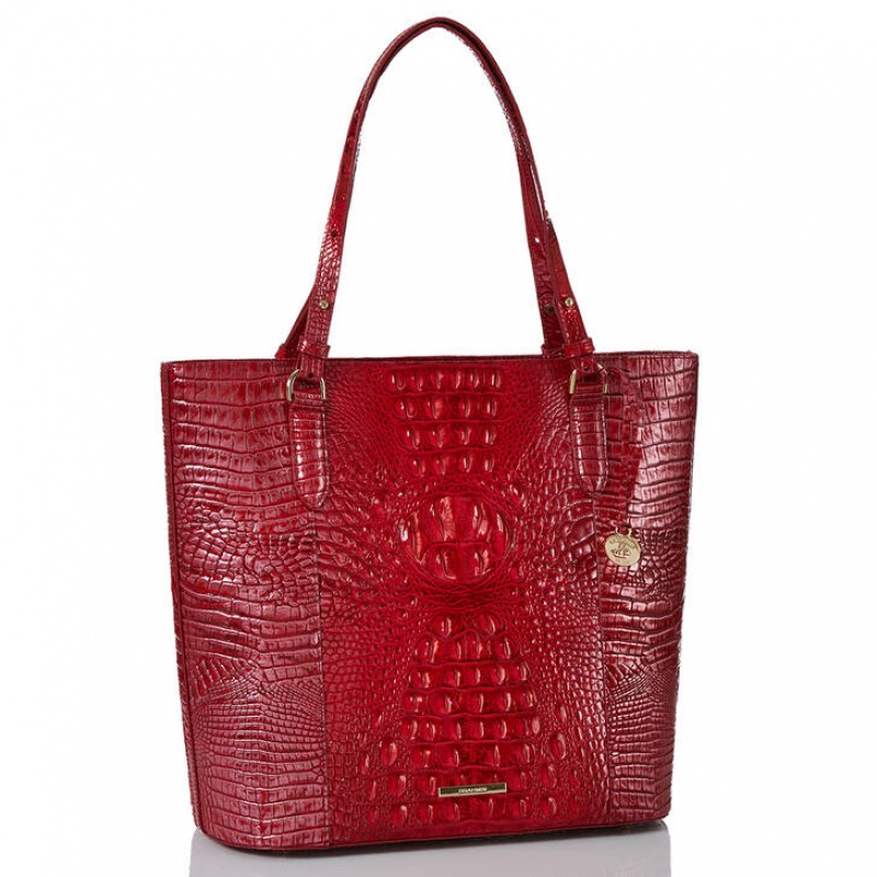 Red Women's Brahmin Abigail Tote Bags | 1934JHKOS