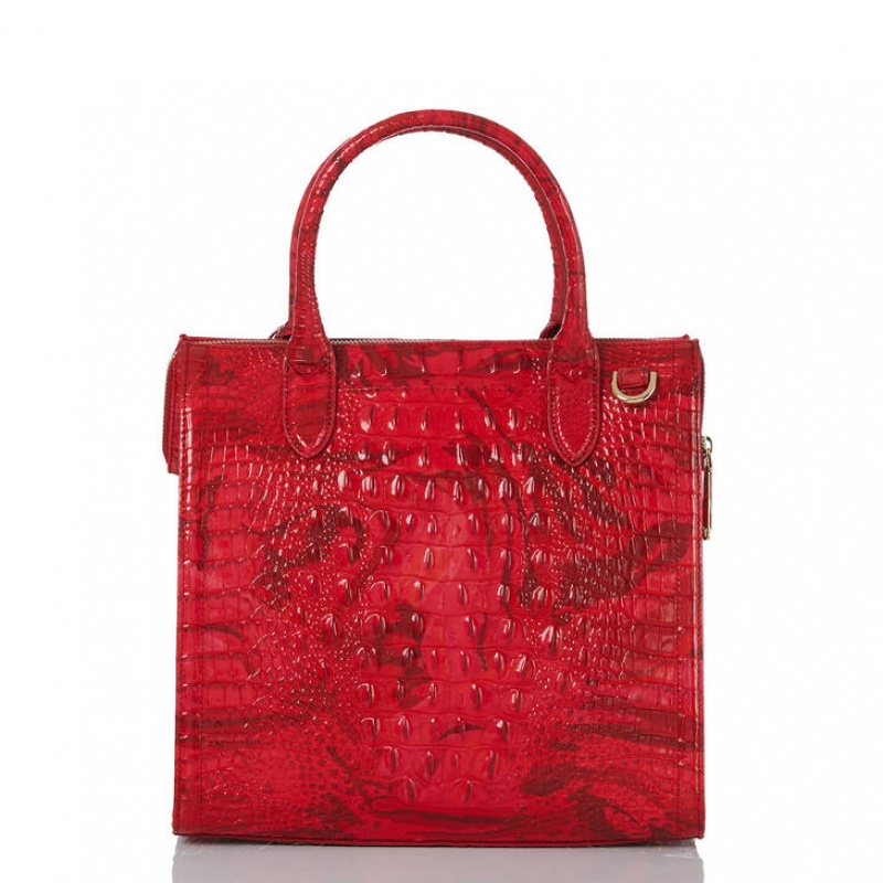 Red Women's Brahmin Caroline Satchel Bags | 0157KYWRL