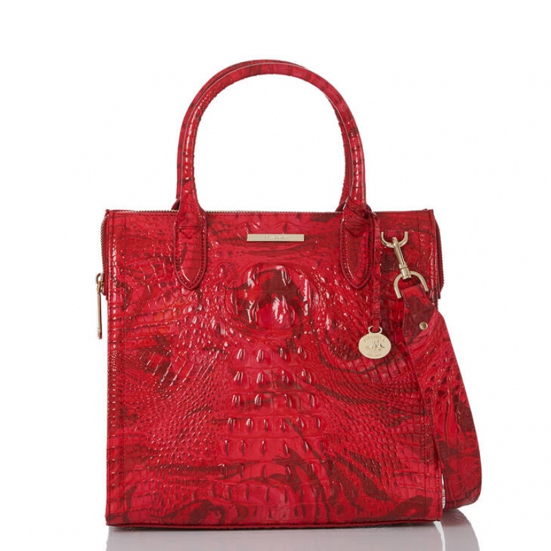 Red Women's Brahmin Caroline Satchel Bags | 0157KYWRL