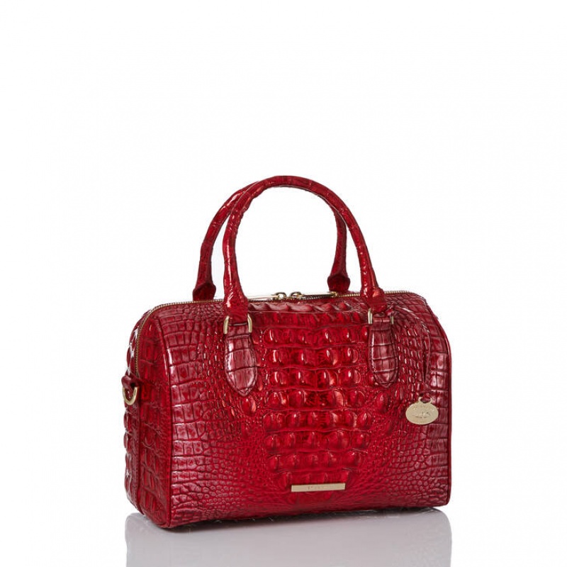 Red Women's Brahmin Stacy Satchel Bags | 0289KYECX