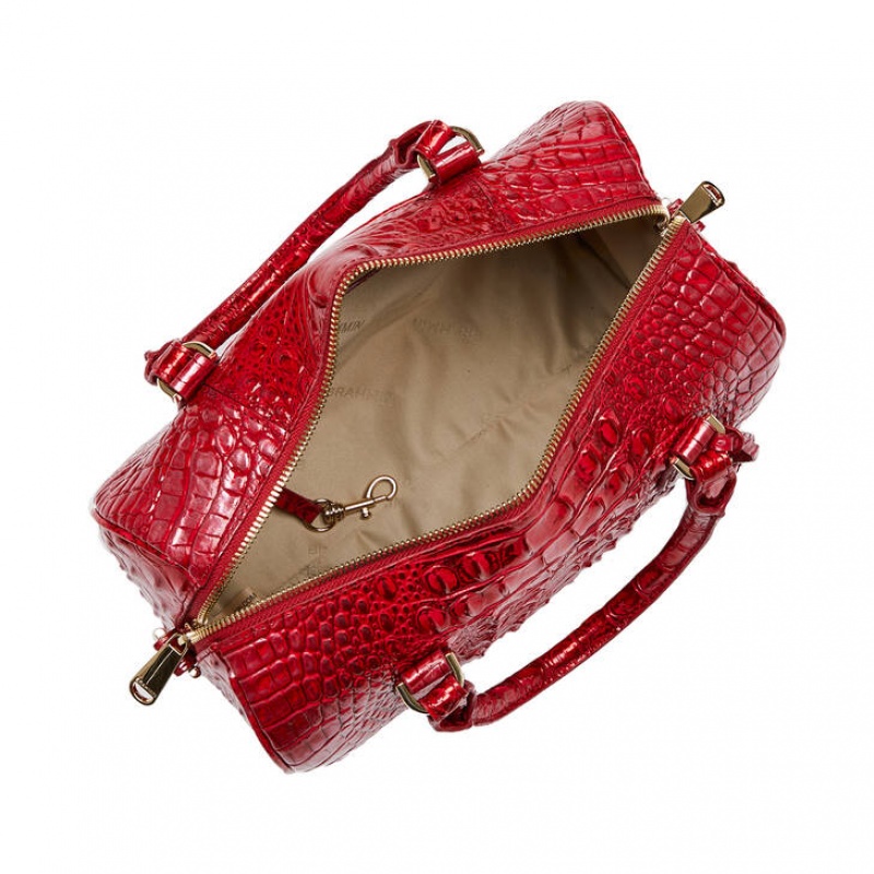 Red Women's Brahmin Stacy Satchel Bags | 0289KYECX