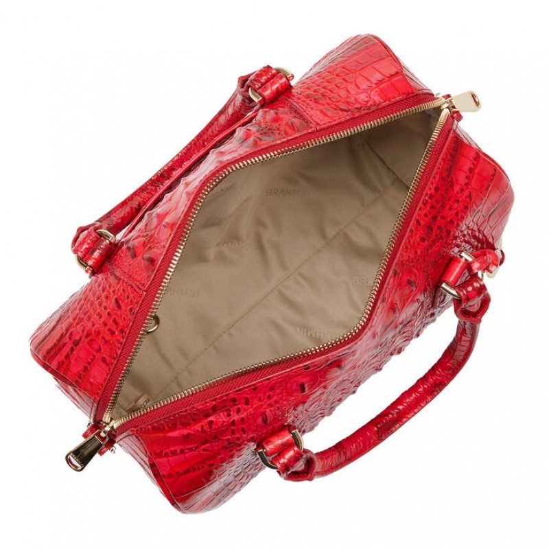 Red Women's Brahmin Stacy Satchel Bags | 2481EAIZJ