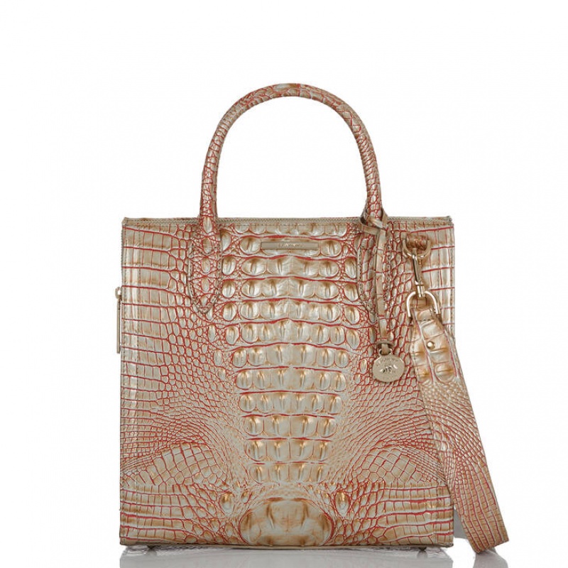 Rose Gold Women's Brahmin Caroline Satchel Bags | 0426CYELD