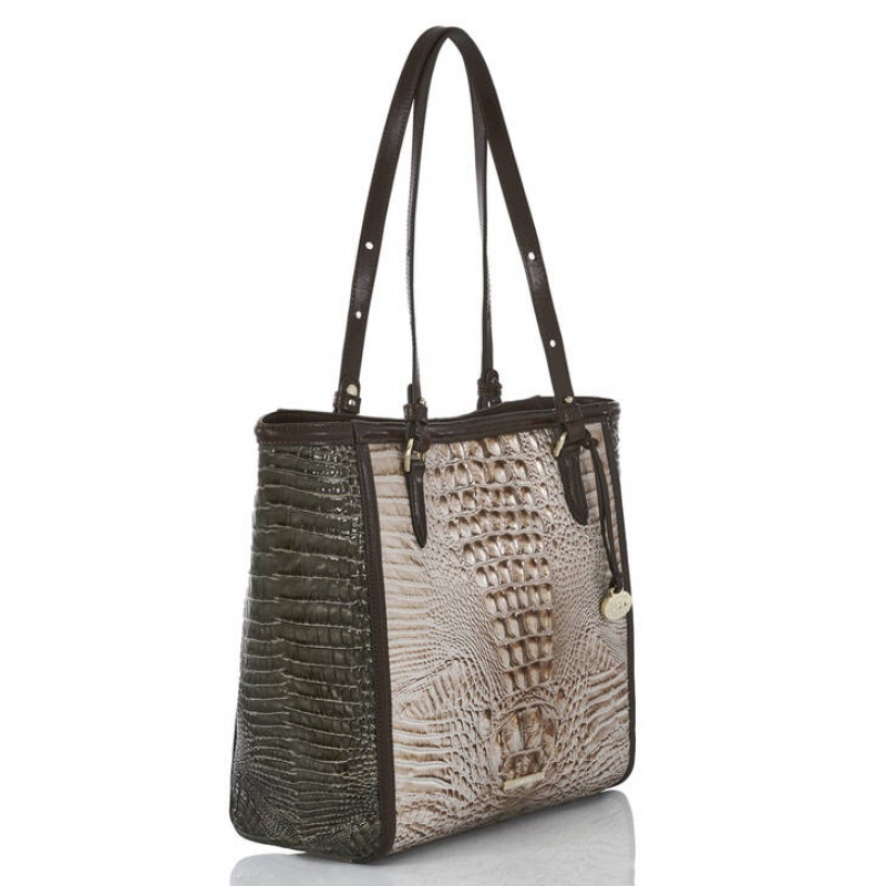 Silver Women's Brahmin April Tote Bags | 6302OWQNL