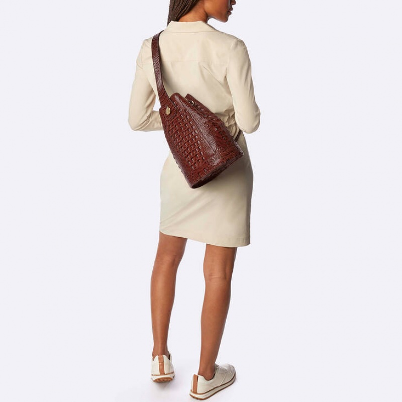 White Women's Brahmin Allie Bucket Bags | 6182QRSGN