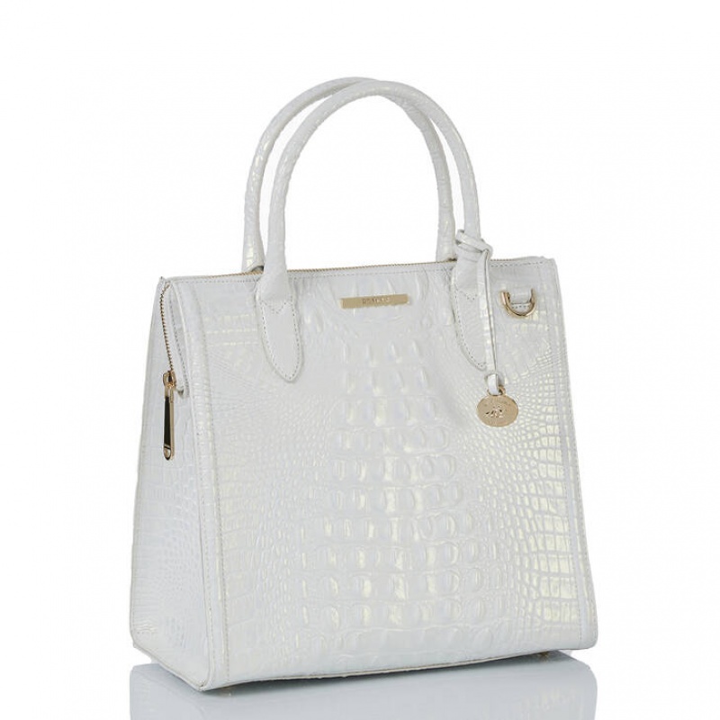 White Women's Brahmin Caroline Satchel Bags | 1094JBKQF