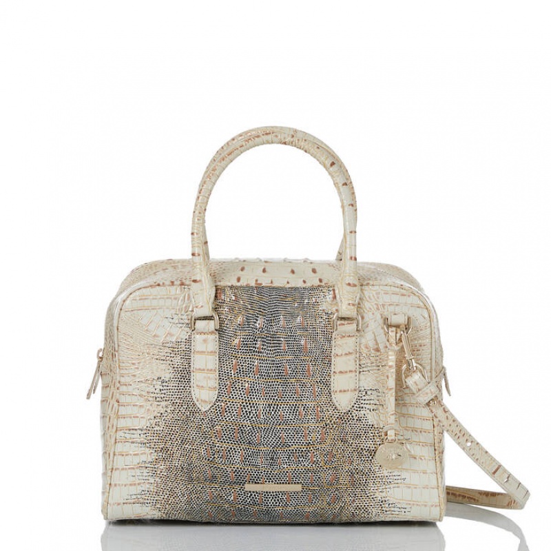 White Women's Brahmin Marissa Satchel Bags | 8245TALWF