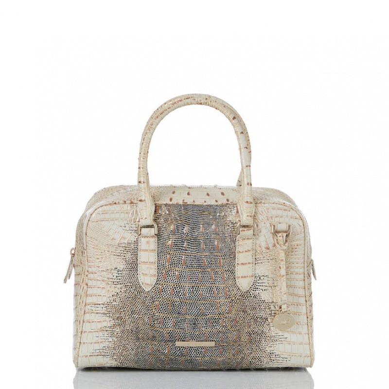 White Women\'s Brahmin Marissa Satchel Bags | 8245TALWF