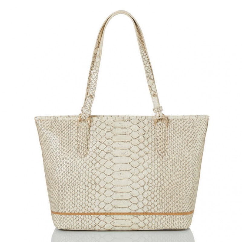 White Women's Brahmin Medium Asher Tote Bags | 6205MXDET