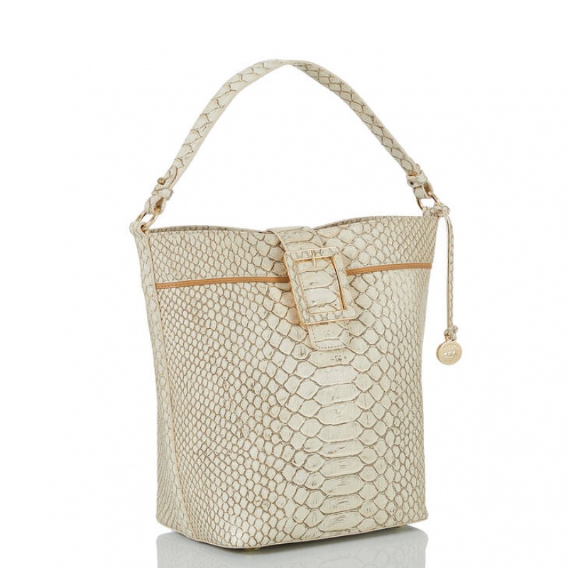 White Women's Brahmin Shira Bucket Bags | 0763EXGFU