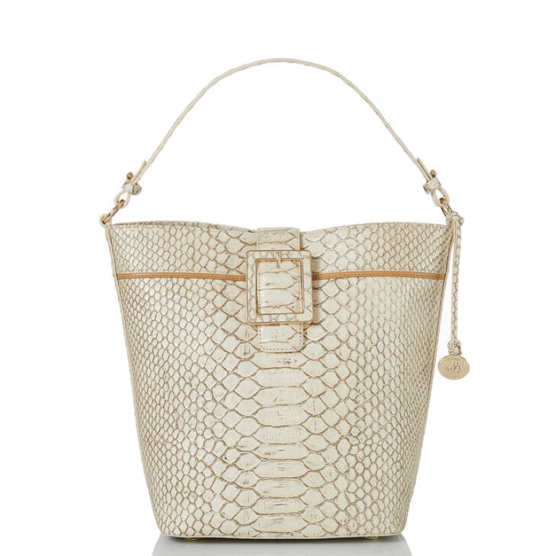 White Women\'s Brahmin Shira Bucket Bags | 0763EXGFU