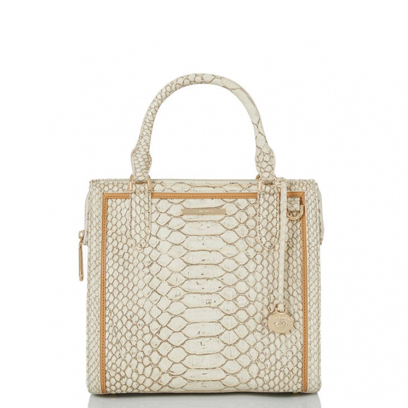 White Women\'s Brahmin Small Caroline Satchel Bags | 1560BKYHM