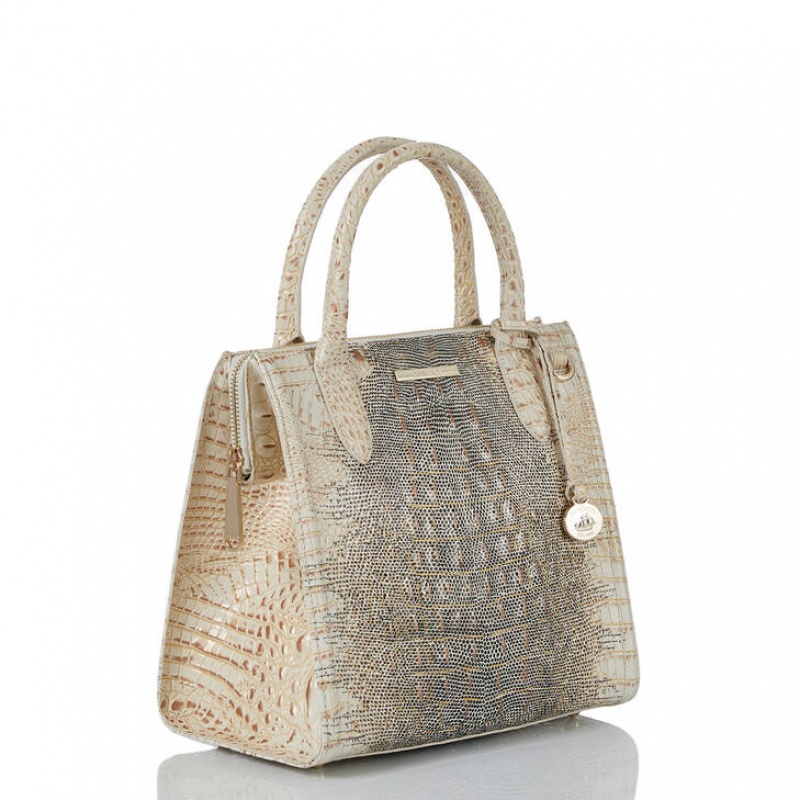 White Women's Brahmin Small Caroline Satchel Bags | 0418GSDIY