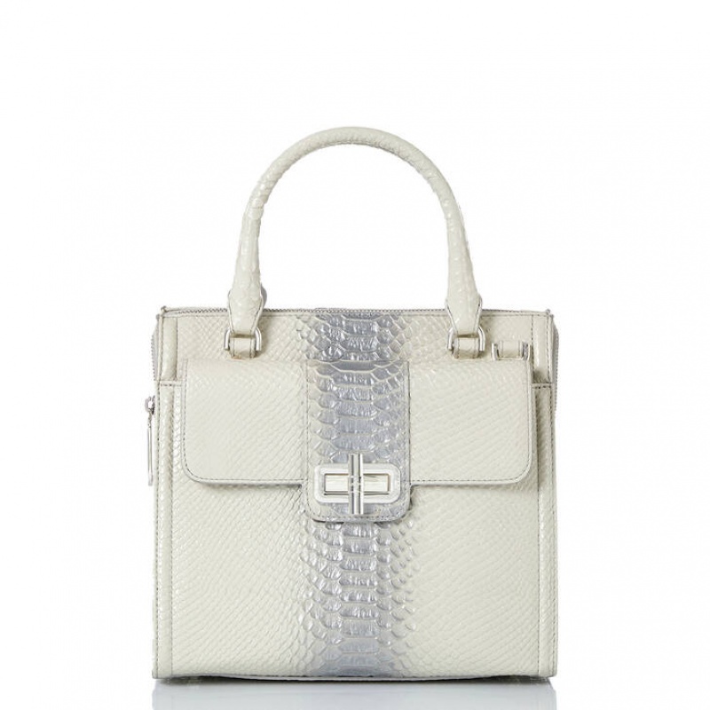 White Women's Brahmin Small Caroline Satchel Bags | 5068XAQJV